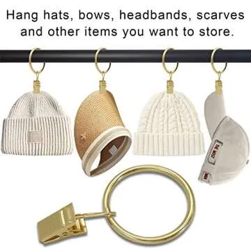 90 Pack Gold Curtain Rings with Clips for Drapery