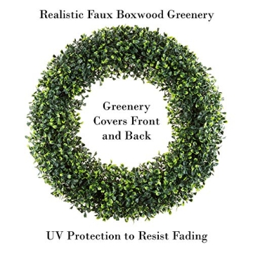Pure Garden 19.5-Inch Boxwood Wreath for Year-Round Decor