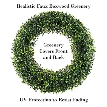 Pure Garden 19.5-Inch Boxwood Wreath for Year-Round Decor