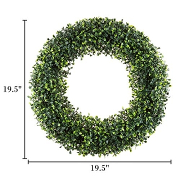 Pure Garden 19.5-Inch Boxwood Wreath for Year-Round Decor