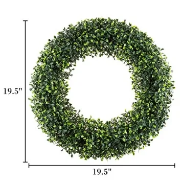 Pure Garden 19.5-Inch Boxwood Wreath for Year-Round Decor