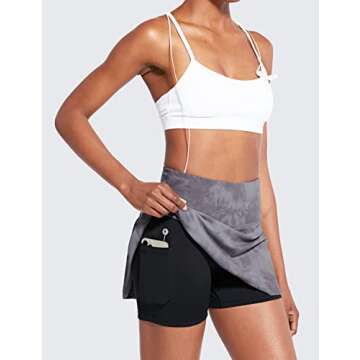 BALEAF Women's 13" High Waisted Tennis Skirts Athletic Golf Skorts Pleated 4 Pockets for Casual Running Sports Workout Purple Large