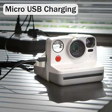 Polaroid Now I-Type Instant Film Camera - White Bundle with a Color i-Type Film Pack (8 Instant Photos) and a Cleaning Cloth