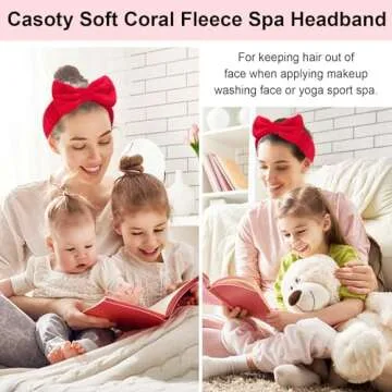 Casoty 6 Pcs Red Spa Headbands for Makeup and Skincare