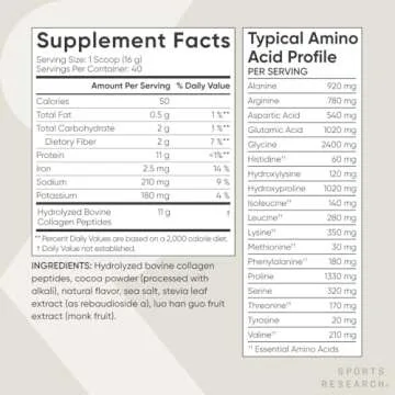 Sports Research Collagen Peptides Protein Supplement