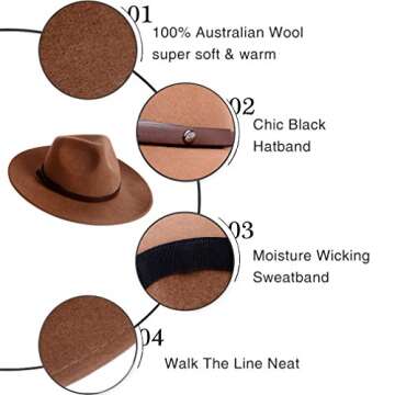 Anycosy Stylish Wool Fedora Hats for All Seasons