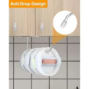 2Pack Tumbler Lid Organizer, Cup Lid Hook Under Cabinet for Yeti Tumbler/Stanley Tumbler/Simple Modern Tumbler Lids, Self-Adhesive or Drilling Tumbler Lid Hook for Kitchen Organizers and Storage
