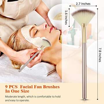 9 Pieces Facial Fan Mask Brushes, Soft Facial Applicator Brushes Tools for Peel Glycolic Makeup for ...