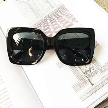 DDLbiz NEW Oversized Square Luxury Sunglasses Gradient Lens Vintage Women Fashion (A)