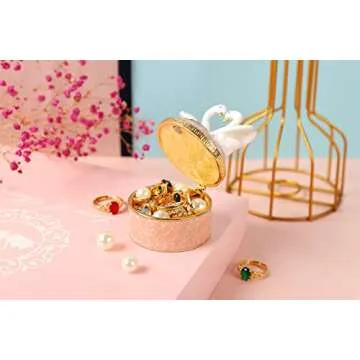 Furuida Swan Trinket Box Hinged Crystal Enameled Ornament Decorative Jewelry Ring Store Box Hand-Painted Craft Gifts for Home Decor (Pink)