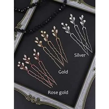 FXmimior Bridal Crystal Hair Pins Wedding Evening Party Hair Accessories Pack of 3 (gold)