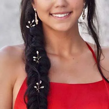 FXmimior Bridal Crystal Hair Pins Wedding Evening Party Hair Accessories Pack of 3 (gold)