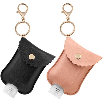 Hzran Portable Squeeze Bottle, Empty Leakproof Plastic Travel Bottle with Leather Keychain Holder fo...