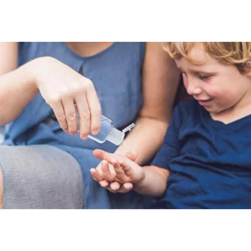 Hzran Portable Squeeze Bottle, Empty Leakproof Plastic Travel Bottle with Leather Keychain Holder for Hand Sanitizer, Essential Oil, Refillable Bottle Clips to Diaper Bag, Travel Bag(2oz 2 pack-Pink)