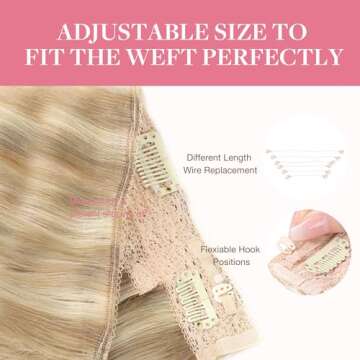 GOO GOO Wire Hair Extensions Human Hair, 18A/613A Dark Blonde mix Bleach Blonde Highlighted 18inch 95g, Invisible Wire Hair Extensions with Transparent, Seamless Fish Line Hairpiece