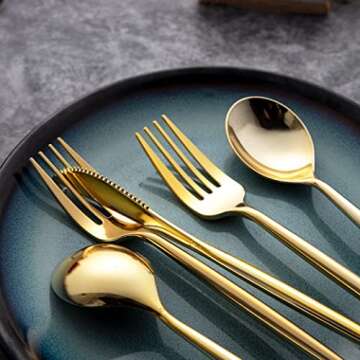 LIYH 102pcs Gold Plastic Silverware, Disposable Utensils with Heavy Duty Design for Fancy Parties, Disposable Gold Forks,Disposable Gold Silverware Spoon Suit for Weddings, Events & Decorations