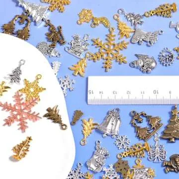 stino 100 G Vintage Antique Metal Charms for Jewelry Making, Bulk Silver & Gold, for Bracelet, Necklace, Earrings DIY Crafts (Christmas Silver & Bronze Glod)