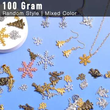stino 100 G Vintage Antique Metal Charms for Jewelry Making, Bulk Silver & Gold, for Bracelet, Necklace, Earrings DIY Crafts (Christmas Silver & Bronze Glod)