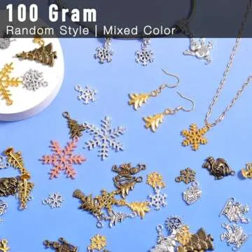 stino 100 G Vintage Antique Metal Charms for Jewelry Making, Bulk Silver & Gold, for Bracelet, Necklace, Earrings DIY Crafts (Christmas Silver & Bronze Glod)