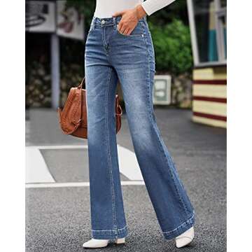 GRAPENT Wide Leg Pants for Women Dressy Women's Business Casual Clothes for Women's Plus Jeans Plus ...