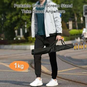 5X6.5ft Green Screen Backdrop with Stand Height Adjusted, Washable, Ironable Green Screen with T-Shape Background Stand Kit with Carrying Bag & Clamps for Streaming, Video, Zooming, Gaming