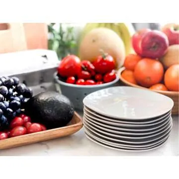 Elegant 7 Inch Square Dessert Plates Set of 10 - Microwave Safe