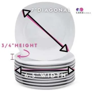 Elegant 7 Inch Square Dessert Plates Set of 10 - Microwave Safe