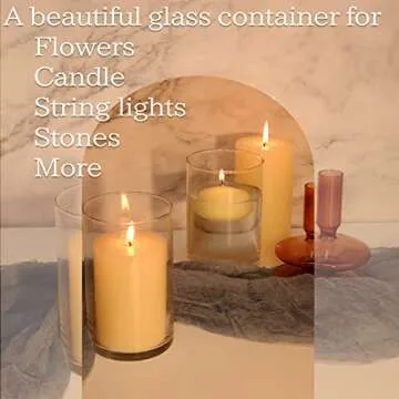 PINIWON Clear Glass Cylinder Vases - Versatile Decorative Set