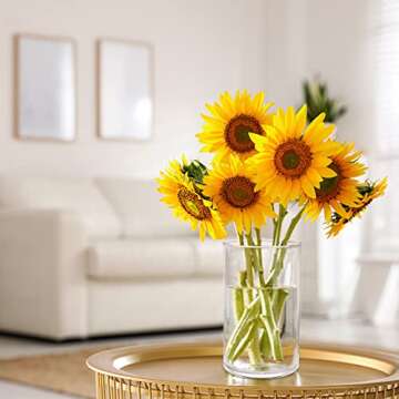 PINIWON 6 Pack Clear Glass Cylinder Vases, 6 Inch Flowers Vase, Floating Candle Holder for Table Centerpiece, Ideal for Wedding, Party Supplies and Home Decor