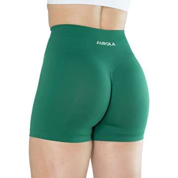 AUROLA Dream Collection Women Workout Shorts High Waist Gym Shorts, Scrunch Butt Seamless Athletic Shorts,Aventurine,S