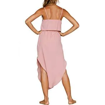 ZJCT Womens Summer Beach Dress Casual Midi Dresses Sundresses for Women Pink M