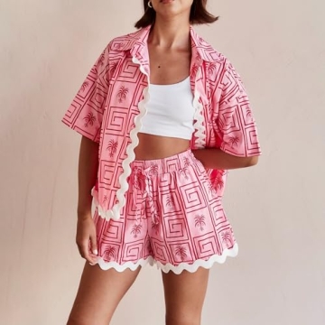 DSORVICD Women's Boho Print Pajamas for Summer