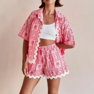 DSORVICD Women's Boho Print Pajamas for Summer