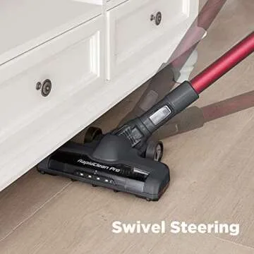 Eureka Lightweight Cordless Stick Vacuum Cleaner Convenient for Hard Floors, Rechargeable Handheld Vacuum Cleaner Portable with Powerful Motor Efficient Suction, RapidClean Pro NEC186, Rose Red