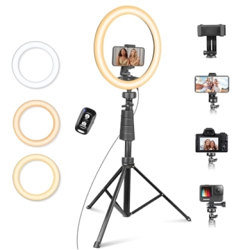 Eicaus 12" Ring Light with Tripod Stand and Phone Holder,Selfie LED Lighting with 62" Phone and Stan...