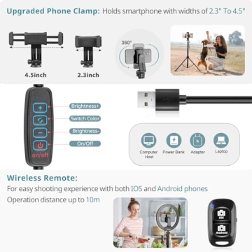 Eicaus 12" Ring Light with Tripod & Phone Holder