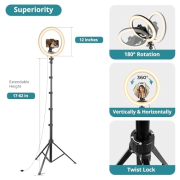 Eicaus 12" Ring Light with Tripod & Phone Holder