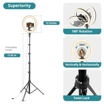 Eicaus 12" Ring Light with Tripod & Phone Holder