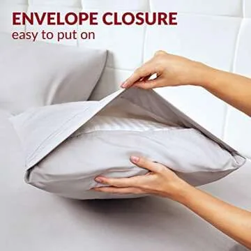 Mellanni Pillow Cases Set - 4 PC Iconic Collection Pillowcases - Luxury, Extra Soft, Cooling Pillow Covers - Wrinkle, Fade, Stain Resistant (Standard/Queen 20" x 30", Light Gray)