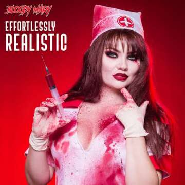 BLOODY MARY Fake Blood Make Up Spray Body Paint - 0.25oz - For Cosplay, Horror Costume, Theater Blood, Vampire Accessories, Scary Things - Skin Friendly Washable Looks Realistic Thick Blood