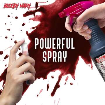 BLOODY MARY Fake Blood Make Up Spray Body Paint - 0.25oz - For Cosplay, Horror Costume, Theater Blood, Vampire Accessories, Scary Things - Skin Friendly Washable Looks Realistic Thick Blood