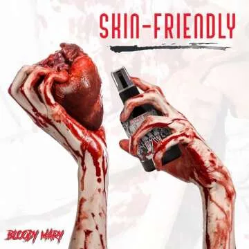 BLOODY MARY Fake Blood Make Up Spray Body Paint - 0.25oz - For Cosplay, Horror Costume, Theater Blood, Vampire Accessories, Scary Things - Skin Friendly Washable Looks Realistic Thick Blood