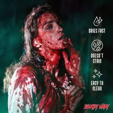 BLOODY MARY Fake Blood Make Up Spray Body Paint - 0.25oz - For Cosplay, Horror Costume, Theater Blood, Vampire Accessories, Scary Things - Skin Friendly Washable Looks Realistic Thick Blood