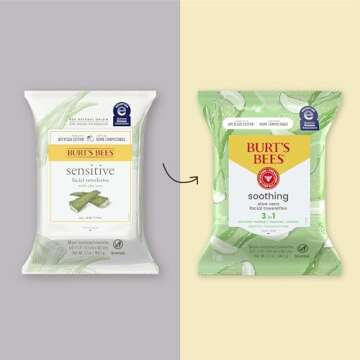 Burt's Bees Aloe Vera Face Wipes for Soothing Sensitive Skin, 30 Count