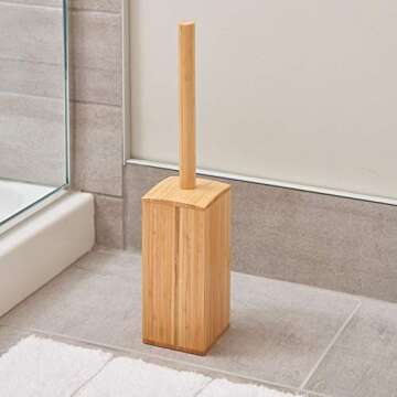 iDesign Formbu Bamboo Toilet Bowl Brush and Holder Set - 3.6" x 3.6" x 17.5"