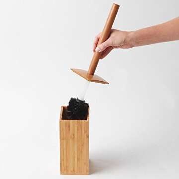 iDesign Formbu Bamboo Toilet Bowl Brush and Holder Set - 3.6" x 3.6" x 17.5"