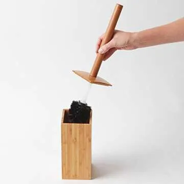 iDesign Formbu Bamboo Toilet Bowl Brush and Holder Set - 3.6" x 3.6" x 17.5"