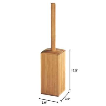 iDesign Formbu Bamboo Toilet Bowl Brush and Holder Set - 3.6" x 3.6" x 17.5"