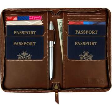 Premium Brown Leather Travel Wallet & Passport Holder for Safe Journey
