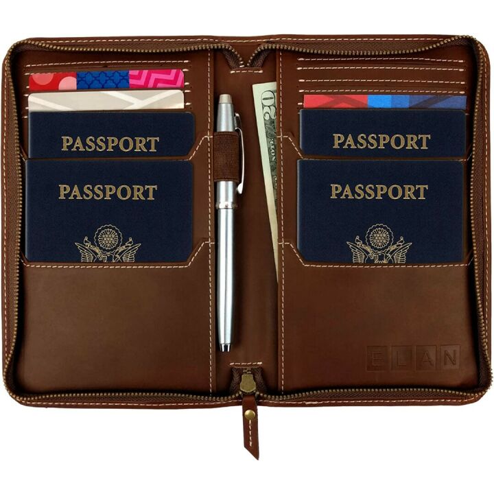 Brown Leather Travel Wallet & Passport Holder